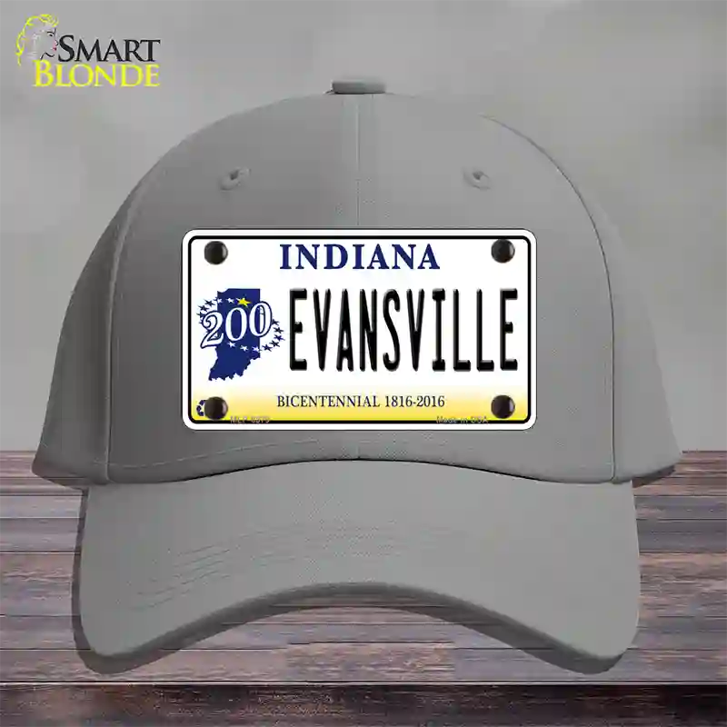 Evansville Indiana Novelty License Plate Hat Cotton / Gray