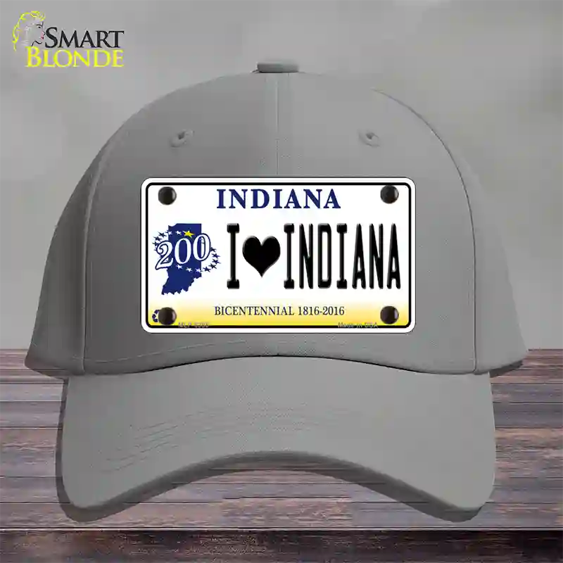 I Love Indiana Novelty License Plate Hat Cotton / Gray