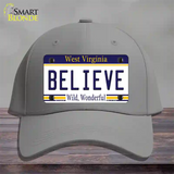 Believe West Virginia Novelty License Plate Hat Cotton / Gray