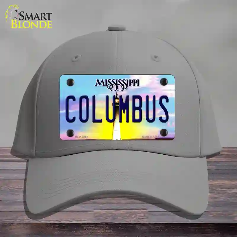 Columbus Mississippi Novelty License Plate Hat Cotton / Gray