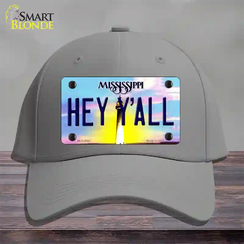 Hey YAll Mississippi Novelty License Plate Hat Cotton / Gray