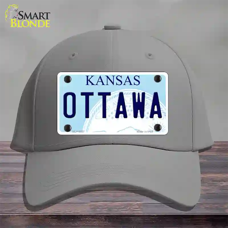 Ottawa Kansas Novelty License Plate Hat Cotton / Gray