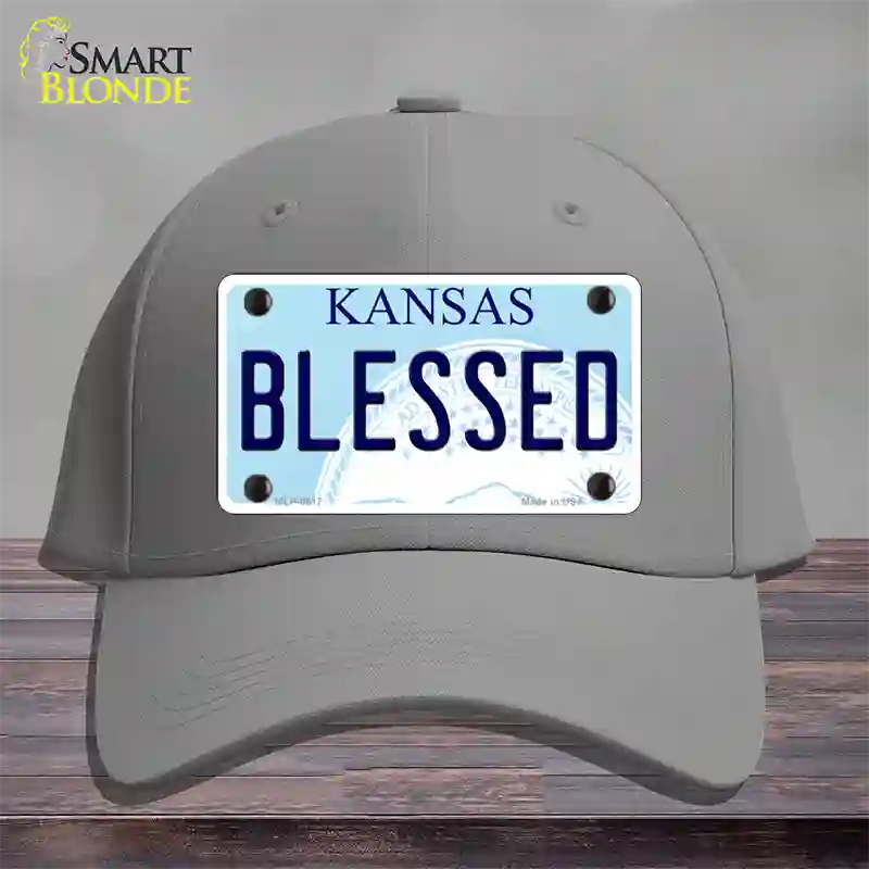 Blessed Kansas Novelty License Plate Hat Cotton / Gray