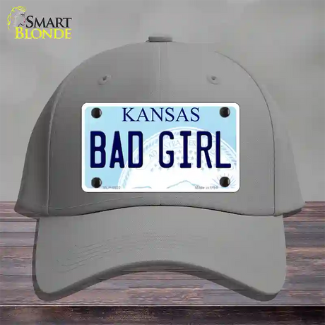 Bad Girl Kansas Novelty License Plate Hat Cotton / Gray