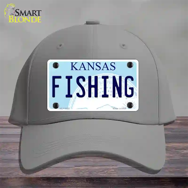 Fishing Kansas Novelty License Plate Hat Cotton / Gray