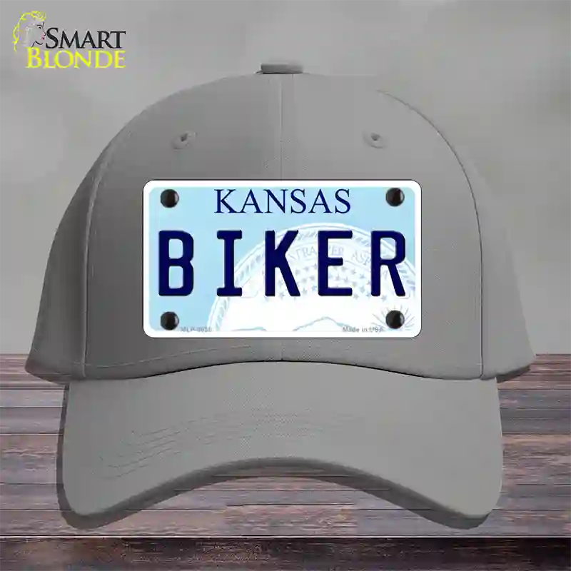 Biker Kansas Novelty License Plate Hat Cotton / Gray