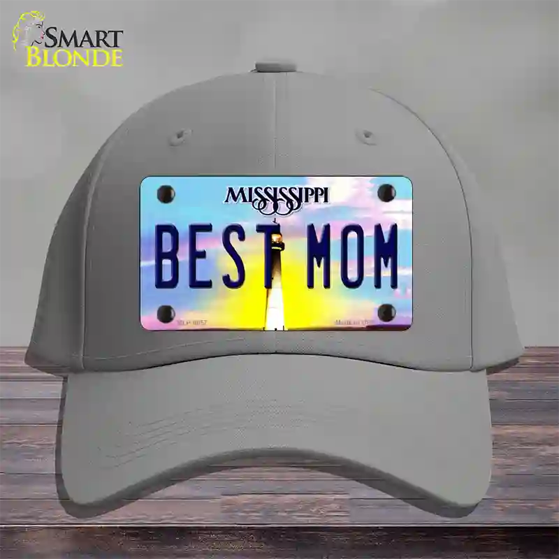 Best Mom Mississippi Novelty License Plate Hat Cotton / Gray