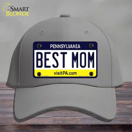 Best Mom Pennsylvania State Novelty License Plate Hat Cotton / Gray