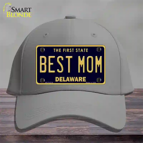 Best Mom Delaware Novelty License Plate Hat Cotton / Gray