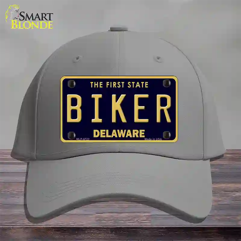 Biker Delaware Novelty License Plate Hat Cotton / Gray