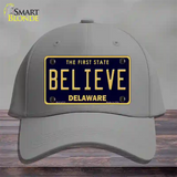 Believe Delaware Novelty License Plate Hat Cotton / Gray