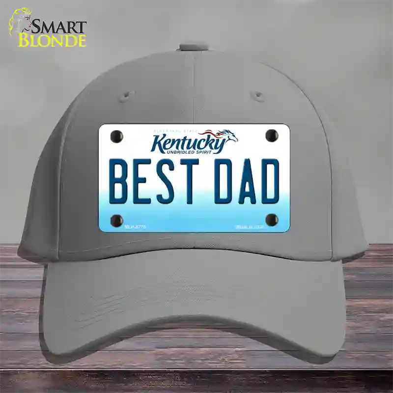 Best Dad Kentucky Novelty License Plate Hat Cotton / Gray