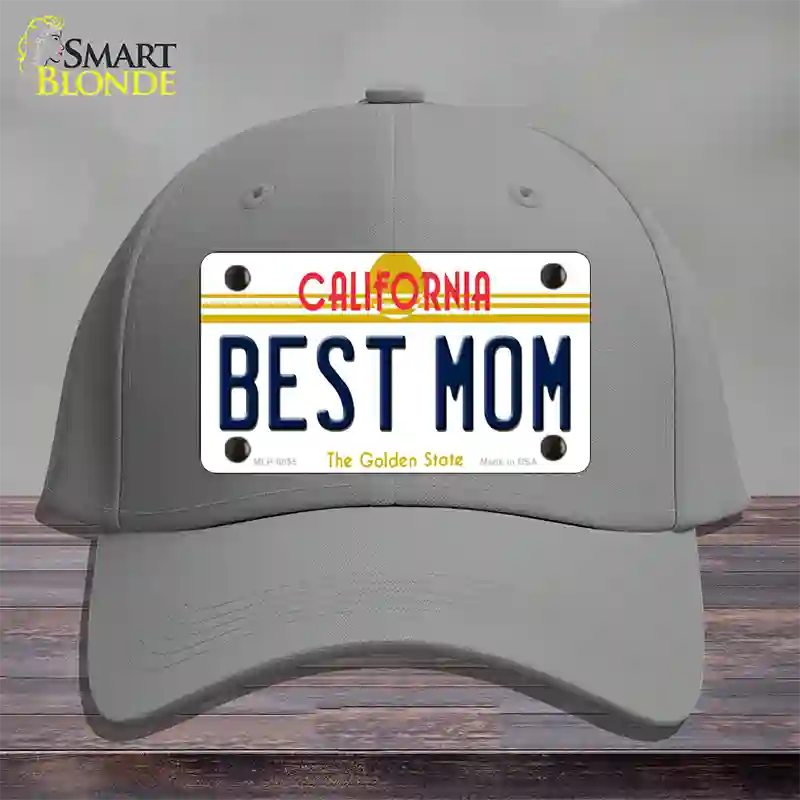 Best Mom California Novelty License Plate Hat Cotton / Gray