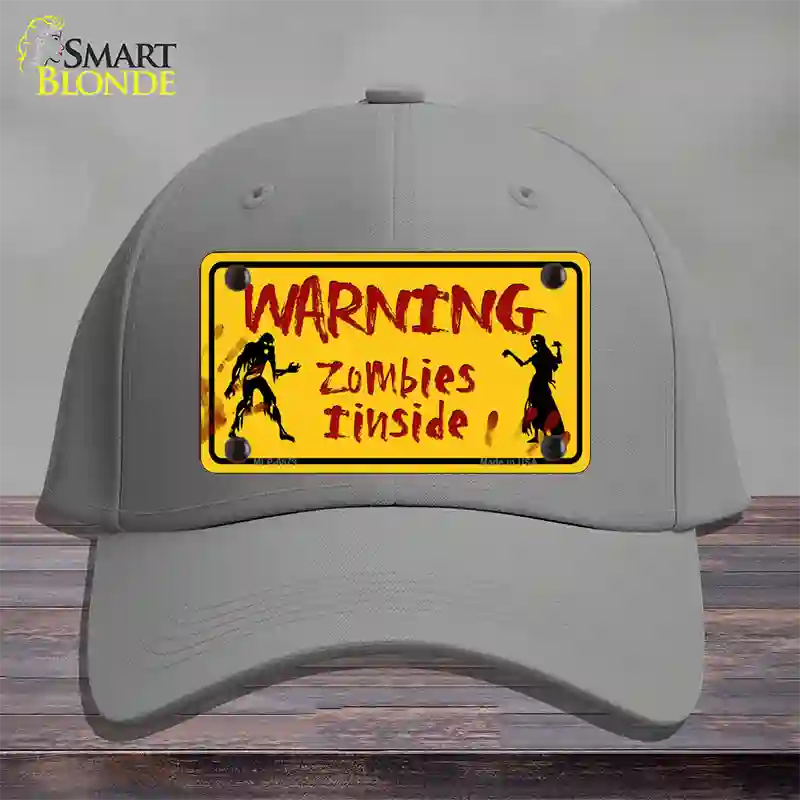 Warning Zombies Inside Novelty License Plate Hat Cotton / Gray