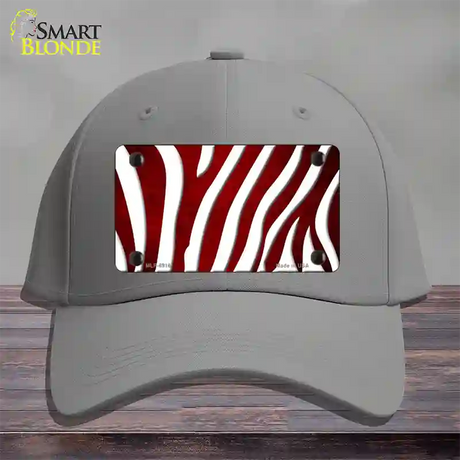 Red White Zebra Oil Rubbed Novelty License Plate Hat Cotton / Gray