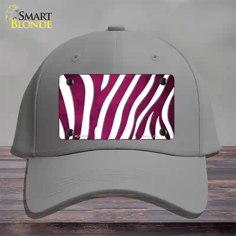 Pink White Zebra Oil Rubbed Novelty License Plate Hat Cotton / Gray