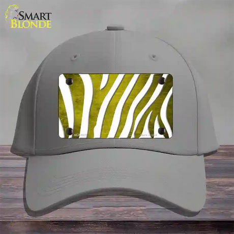 Yellow White Zebra Oil Rubbed Novelty License Plate Hat Cotton / Gray