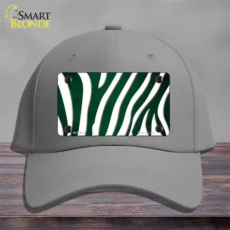 Green White Zebra Oil Rubbed Novelty License Plate Hat Cotton / Gray