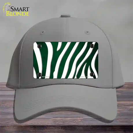 Green White Zebra Oil Rubbed Novelty License Plate Hat Cotton / Gray