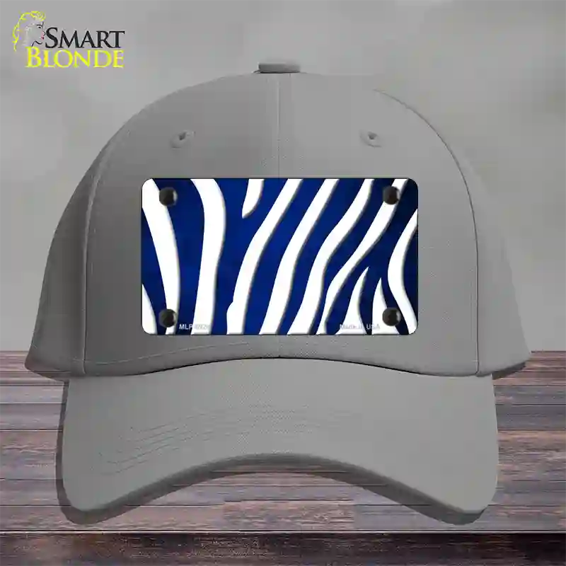 Blue White Zebra Oil Rubbed Novelty License Plate Hat Cotton / Gray