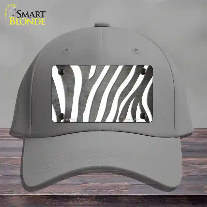 Gray White Zebra Oil Rubbed Novelty License Plate Hat Cotton / Gray