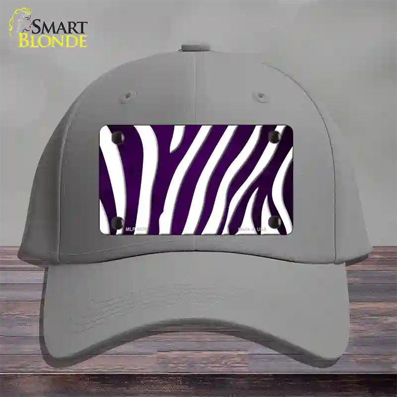 Purple White Zebra Oil Rubbed Novelty License Plate Hat Cotton / Gray