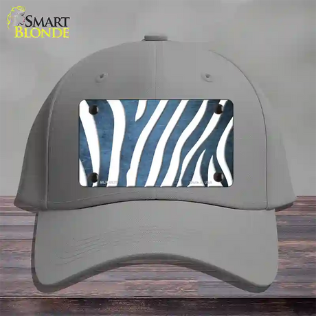 Light Blue White Zebra Oil Rubbed Novelty License Plate Hat Cotton / Gray