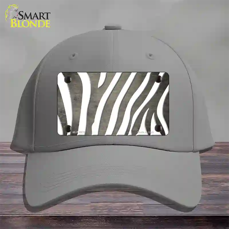 Tan White Zebra Oil Rubbed Novelty License Plate Hat Cotton / Gray