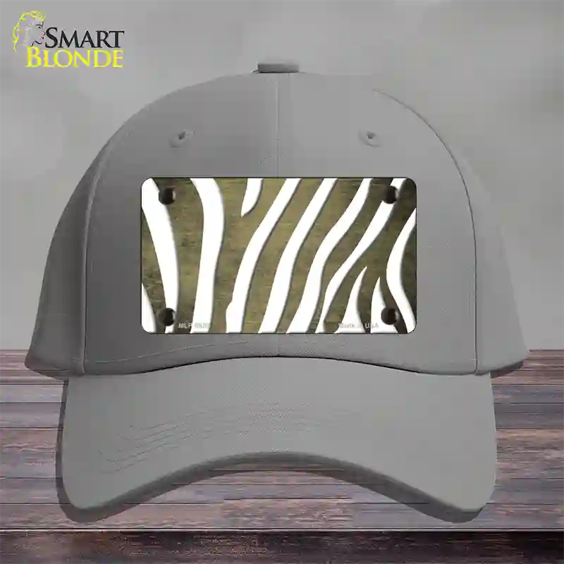 Gold White Zebra Oil Rubbed Novelty License Plate Hat Cotton / Gray