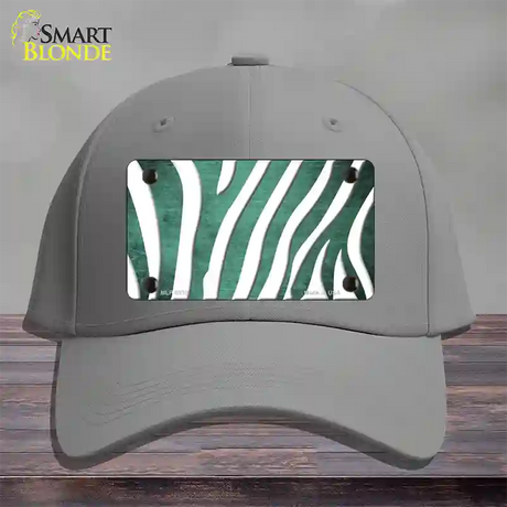 Mint White Zebra Oil Rubbed Novelty License Plate Hat Cotton / Gray