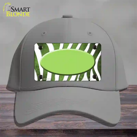 Lime Green White Zebra Oval Oil Rubbed Novelty License Plate Hat Cotton / Gray