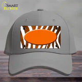 Orange White Zebra Oval Oil Rubbed Novelty License Plate Hat Cotton / Gray