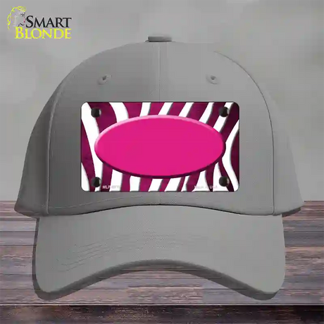 Pink White Zebra Oval Oil Rubbed Novelty License Plate Hat Cotton / Gray