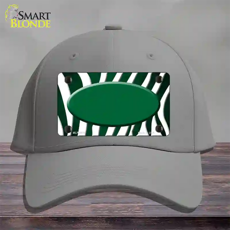 Green White Zebra Oval Oil Rubbed Novelty License Plate Hat Cotton / Gray