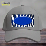 Blue White Zebra Oval Oil Rubbed Novelty License Plate Hat Cotton / Gray