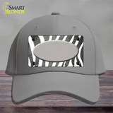 Gray White Zebra Oval Oil Rubbed Novelty License Plate Hat Cotton / Gray