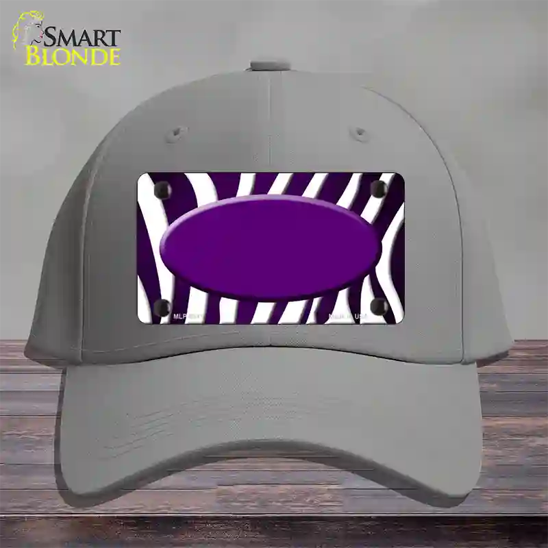 Purple White Zebra Oval Oil Rubbed Novelty License Plate Hat Cotton / Gray