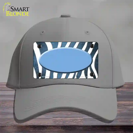 Light Blue White Zebra Oval Oil Rubbed Novelty License Plate Hat Cotton / Gray