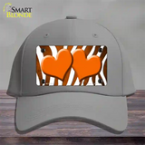 Orange White Zebra Hearts Oil Rubbed Novelty License Plate Hat Cotton / Gray