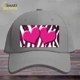 Pink White Zebra Hearts Oil Rubbed Novelty License Plate Hat Cotton / Gray