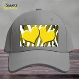 Yellow White Zebra Hearts Oil Rubbed Novelty License Plate Hat Cotton / Gray