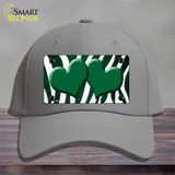 Green White Zebra Hearts Oil Rubbed Novelty License Plate Hat Cotton / Gray