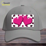 Pink White Dots Hearts Oil Rubbed Novelty License Plate Hat Cotton / Gray