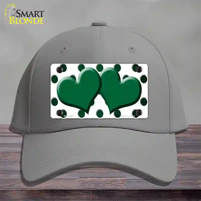 Green White Dots Hearts Oil Rubbed Novelty License Plate Hat Cotton / Gray