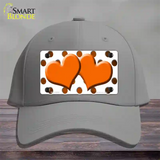 Orange White Dots Hearts Oil Rubbed Novelty License Plate Hat Cotton / Gray