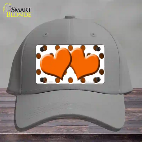 Orange White Dots Hearts Oil Rubbed Novelty License Plate Hat Cotton / Gray