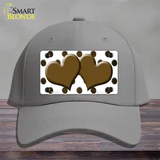 Brown White Dots Hearts Oil Rubbed Novelty License Plate Hat Cotton / Gray