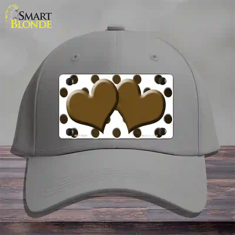 Brown White Dots Hearts Oil Rubbed Novelty License Plate Hat Cotton / Gray