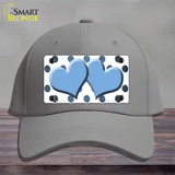 Light Blue White Dots Hearts Oil Rubbed Novelty License Plate Hat Cotton / Gray