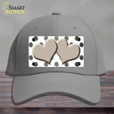 Tan White Dots Hearts Oil Rubbed Novelty License Plate Hat Cotton / Gray